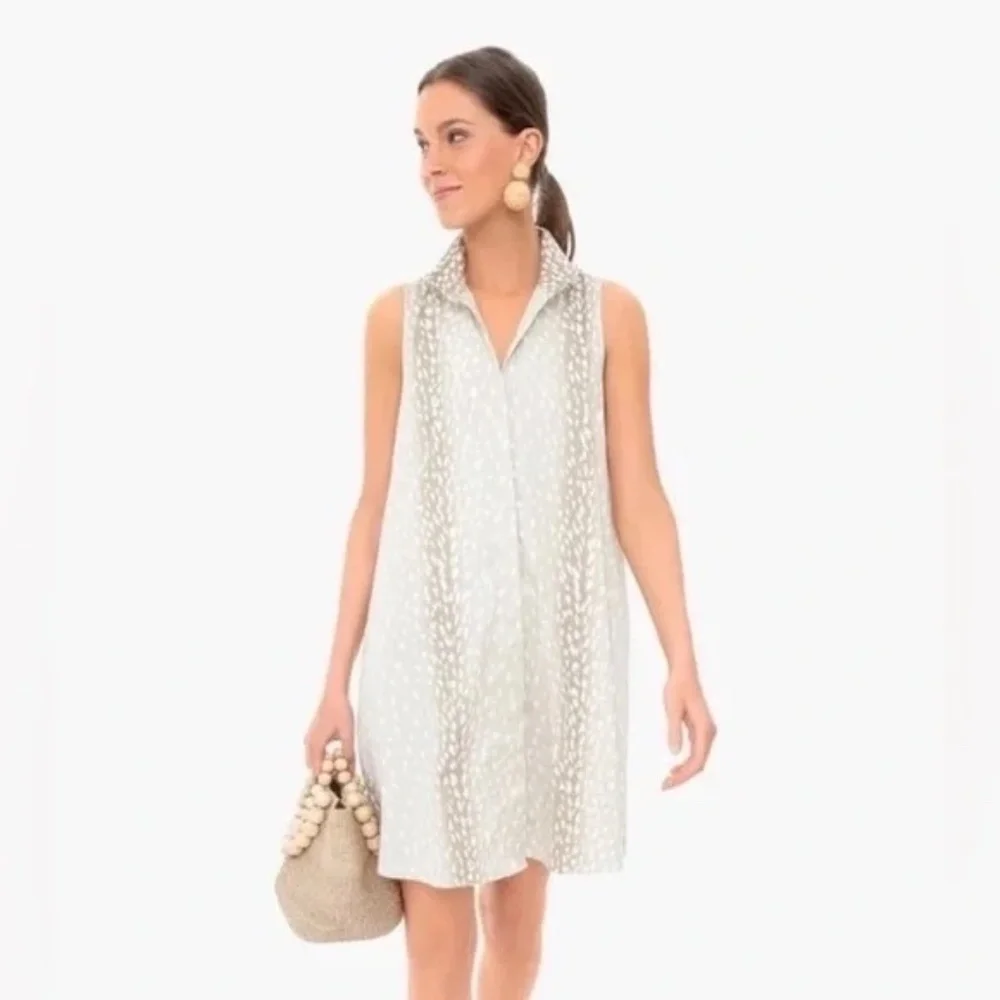 Pomander Place Sleeveless Charlie Shirt Dress Tan Antelope Print - Picture 1 of 1